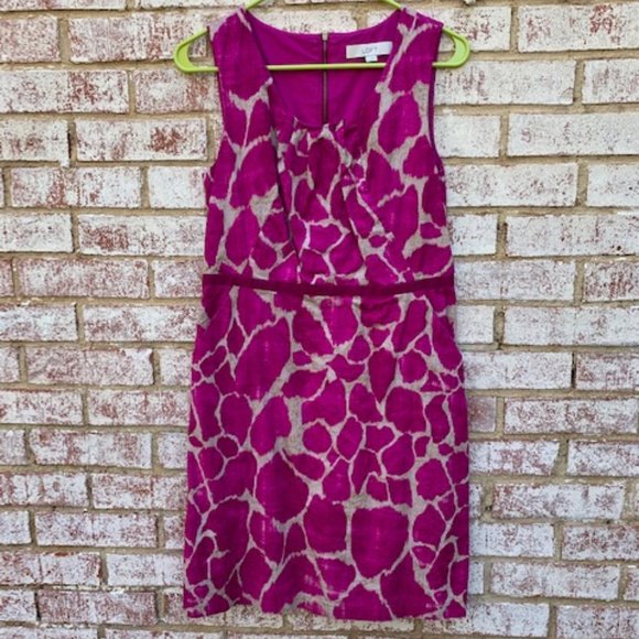 Ann Taylor LOFT magenta giraffe print dress size 8 - Picture 1 of 8